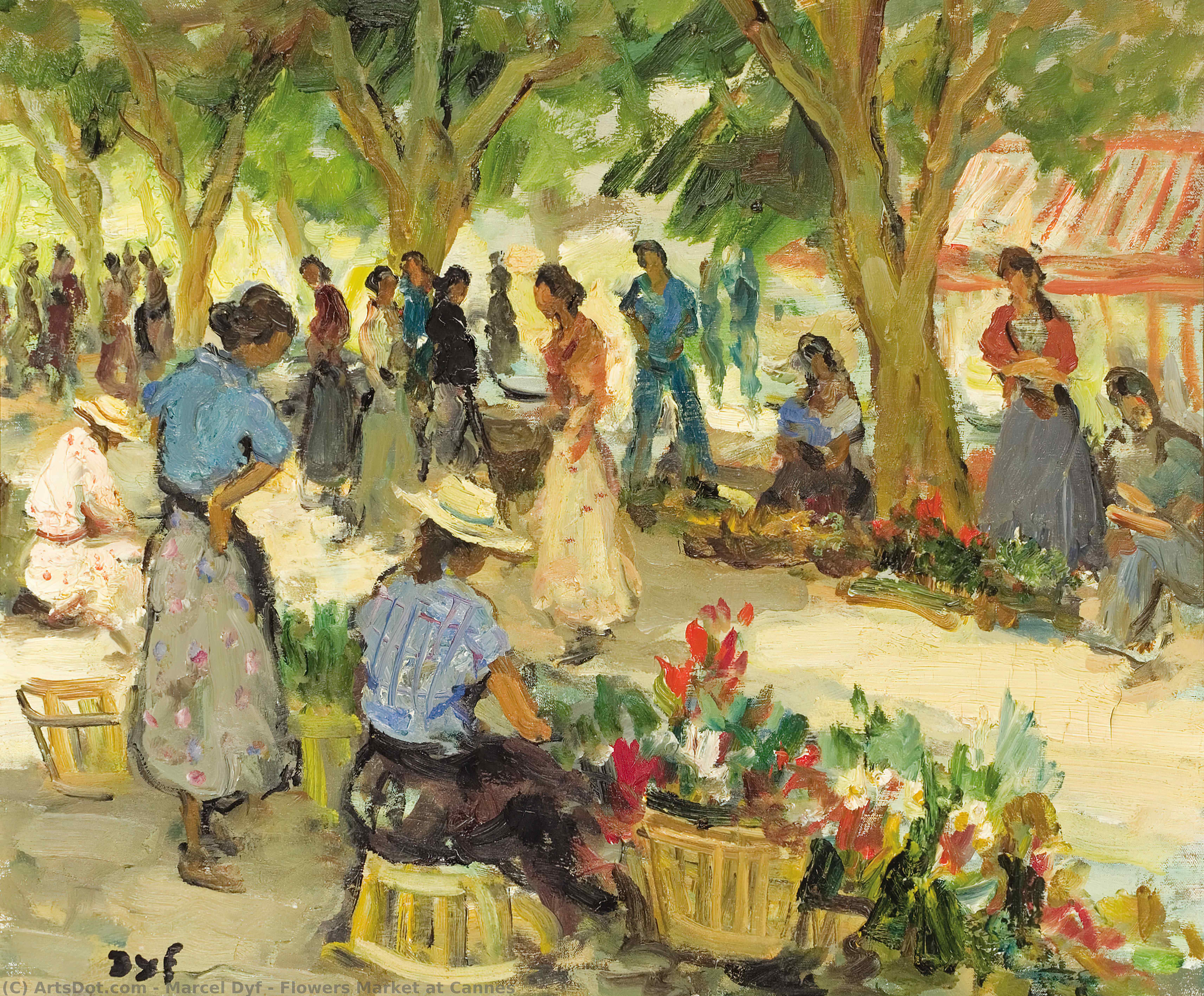 Wikioo.org - The Encyclopedia of Fine Arts - Painting, Artwork by Marcel Dyf - Flowers Market at Cannes