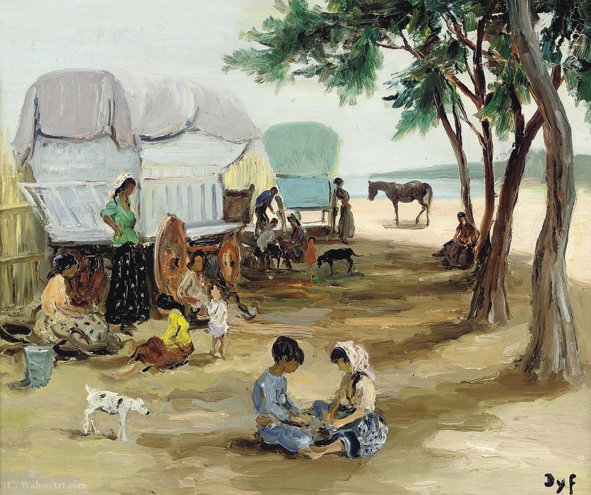 Wikioo.org - The Encyclopedia of Fine Arts - Painting, Artwork by Marcel Dyf - Gypsy encampment, (1950)