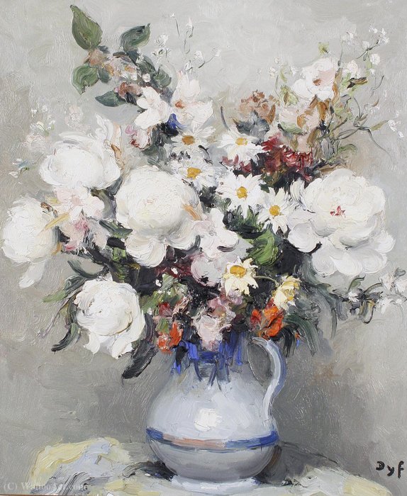 Wikioo.org - The Encyclopedia of Fine Arts - Painting, Artwork by Marcel Dyf - Mixed Flowers in a Jug