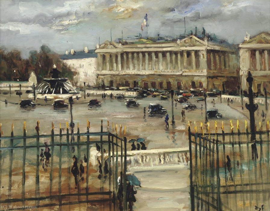 Wikioo.org - Encyklopedia Sztuk Pięknych - Malarstwo, Grafika Marcel Dyf - Paris, Place de la Concorde, (1933)