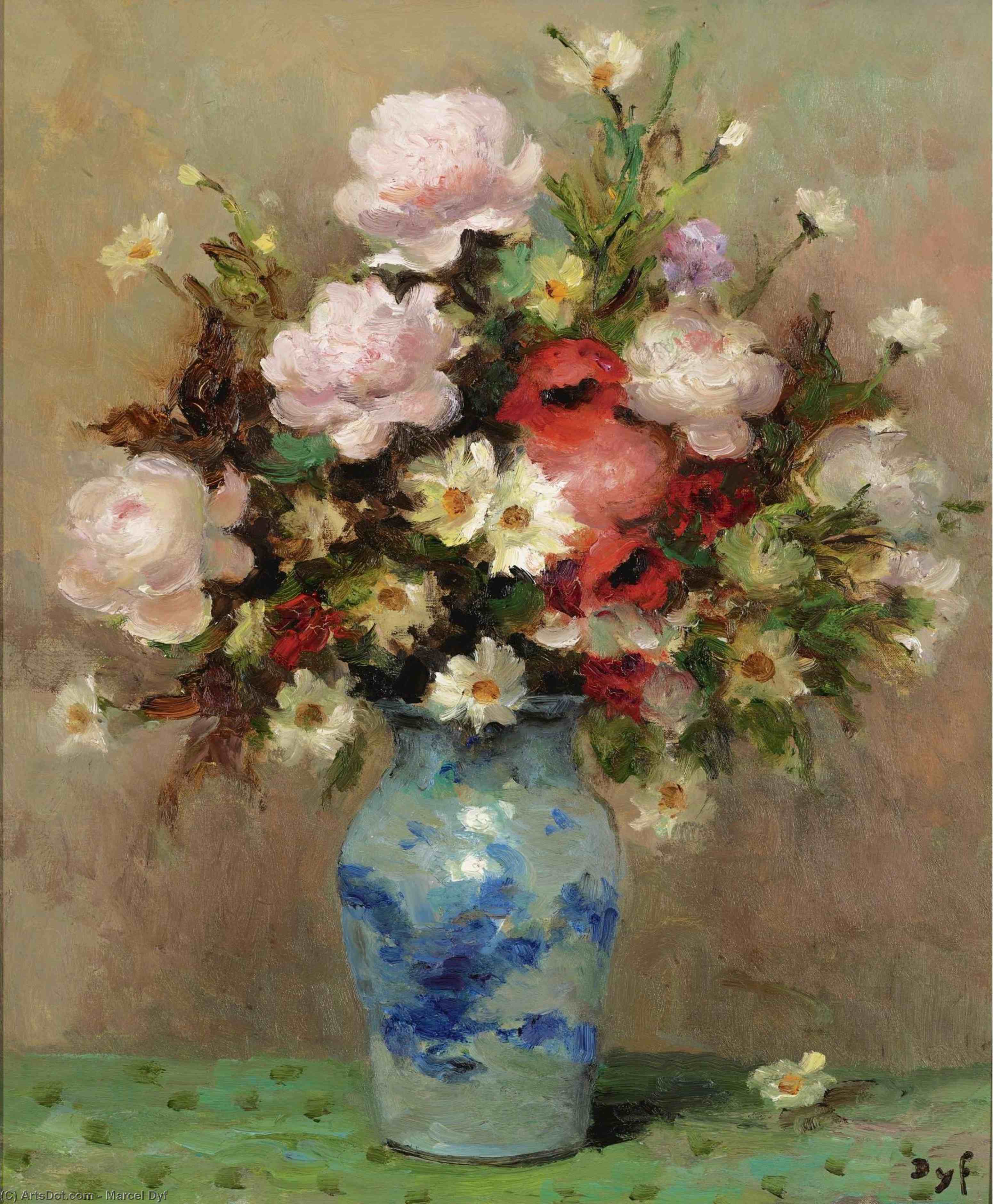 Wikioo.org - The Encyclopedia of Fine Arts - Painting, Artwork by Marcel Dyf - Peonies and Anemones, (1984)