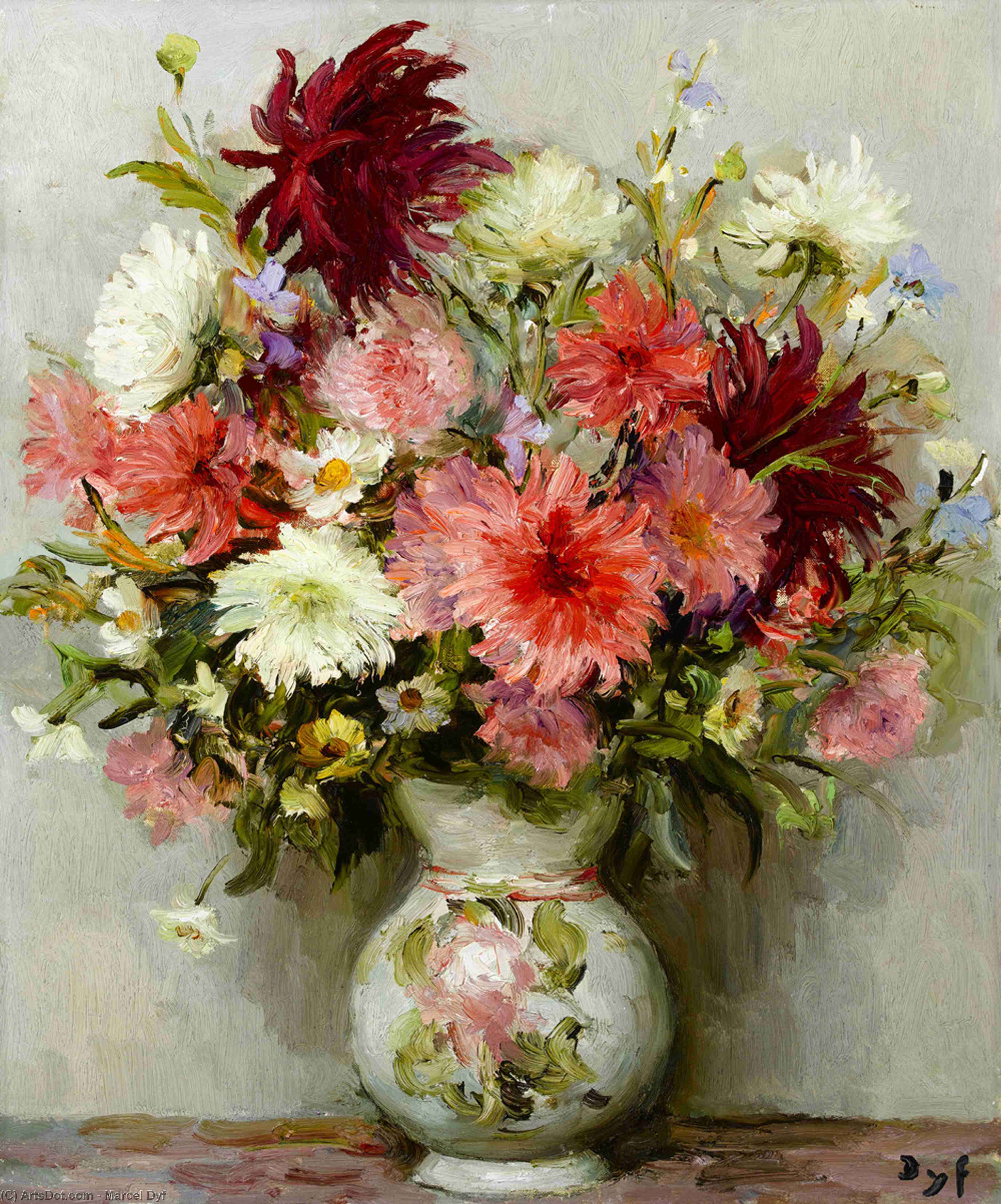 Wikioo.org - The Encyclopedia of Fine Arts - Painting, Artwork by Marcel Dyf - Pink dahlias