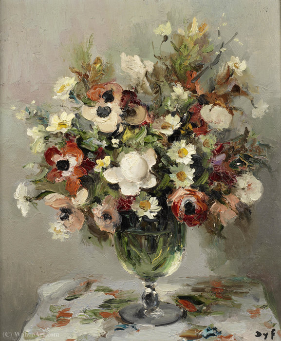 WikiOO.org - אנציקלופדיה לאמנויות יפות - ציור, יצירות אמנות Marcel Dyf - Roses and Anemones, (1950)