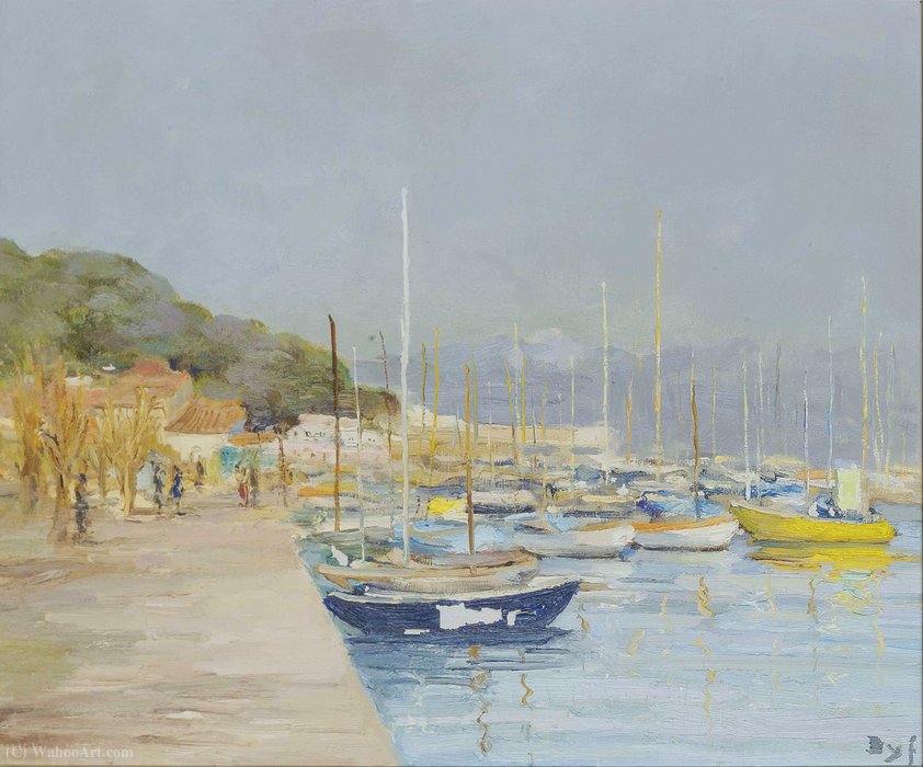 WikiOO.org - Güzel Sanatlar Ansiklopedisi - Resim, Resimler Marcel Dyf - Sailing Boats in Provence at the Gulf of Juan, (1973)
