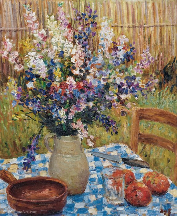 WikiOO.org - Enciclopedia of Fine Arts - Pictura, lucrări de artă Marcel Dyf - Still Life - Vase de Flowers and Oranges