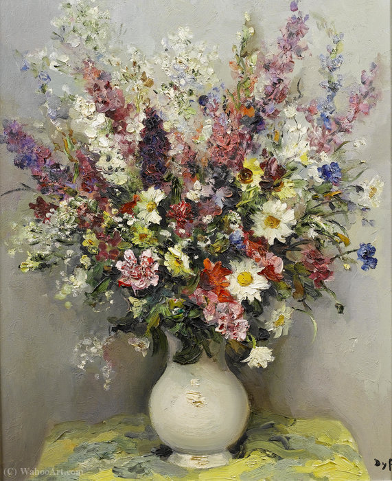 Wikioo.org - The Encyclopedia of Fine Arts - Painting, Artwork by Marcel Dyf - Summer Flowers in a Translucent Vase
