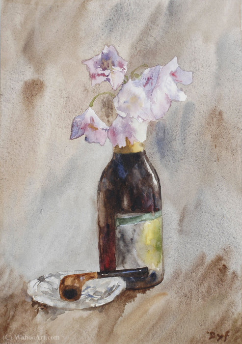 Wikioo.org - สารานุกรมวิจิตรศิลป์ - จิตรกรรม Marcel Dyf - Sweet Pad in a Bottle, a Pipe Resting Beside