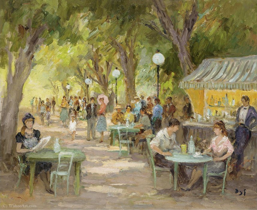 Wikioo.org – La Enciclopedia de las Bellas Artes - Pintura, Obras de arte de Marcel Dyf - El café en los Campos Elíseos