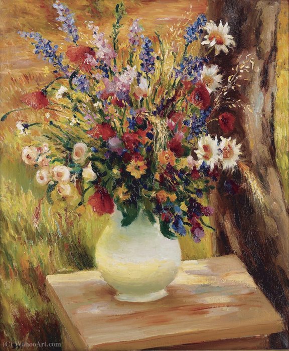 Wikioo.org - The Encyclopedia of Fine Arts - Painting, Artwork by Marcel Dyf - The Vase with Wild Flowers, (1950)