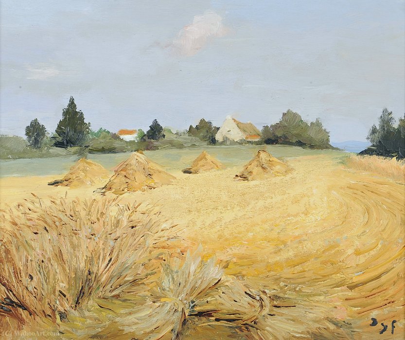 WikiOO.org - Encyclopedia of Fine Arts - Maleri, Artwork Marcel Dyf - Wheat stacks