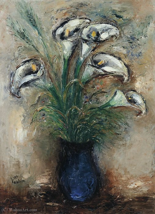 Wikioo.org - The Encyclopedia of Fine Arts - Painting, Artwork by Reuven Rubin - Bouquet of Calla Lilies, (1937)