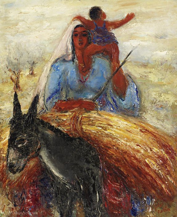 Wikoo.org - موسوعة الفنون الجميلة - اللوحة، العمل الفني Reuven Rubin - Bringing in the Wheat, (1944)
