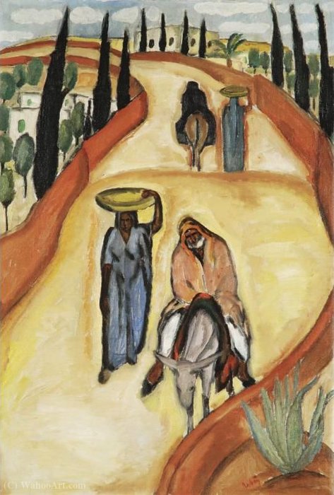 WikiOO.org - Encyclopedia of Fine Arts - Maalaus, taideteos Reuven Rubin - Figures on Path, (1923)