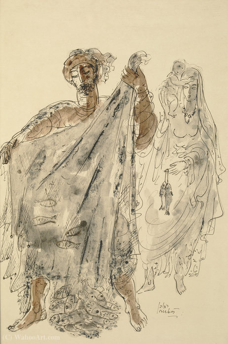 WikiOO.org - Encyclopedia of Fine Arts - Maleri, Artwork Reuven Rubin - Fisher family