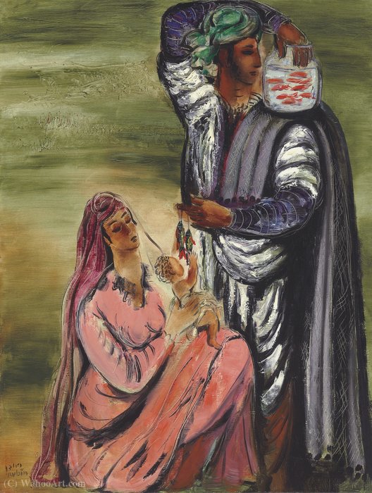 Wikioo.org – L'Enciclopedia delle Belle Arti - Pittura, Opere di Reuven Rubin - Galileo famiglia pescatore, (1962)