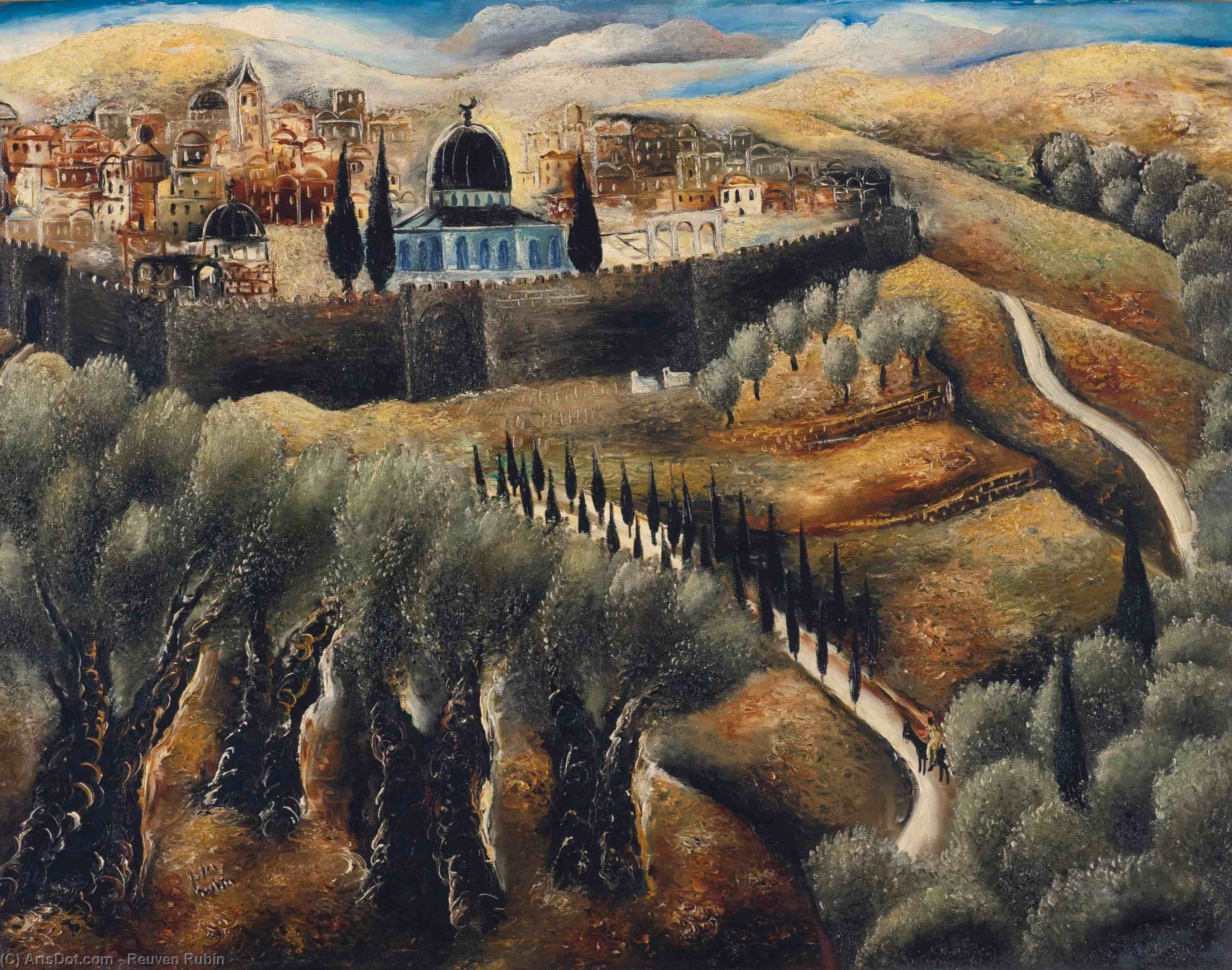 Wikioo.org - The Encyclopedia of Fine Arts - Painting, Artwork by Reuven Rubin - Jerusalem seen from mt. scopus, (1927)
