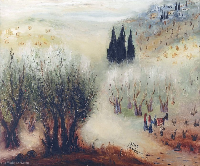 Wikioo.org – L'Enciclopedia delle Belle Arti - Pittura, Opere di Reuven Rubin - Paesaggio in Galilea, (1962)