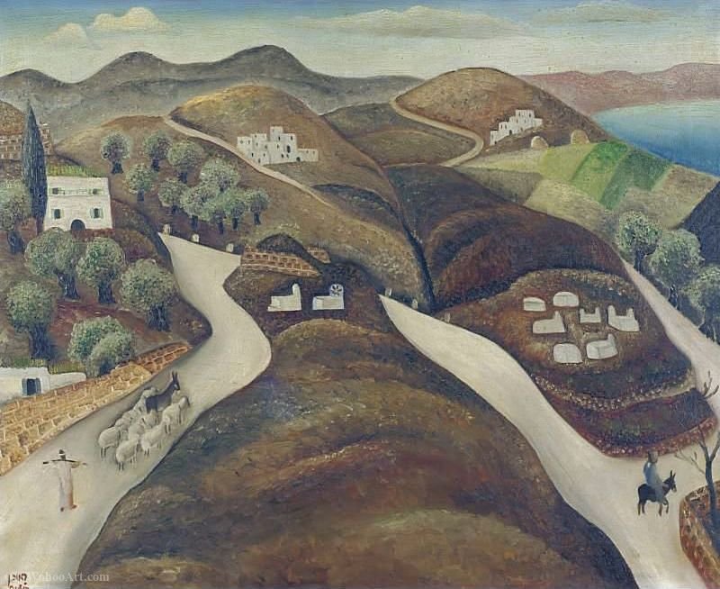 Wikioo.org - สารานุกรมวิจิตรศิลป์ - จิตรกรรม Reuven Rubin - Landscape in the Galilee, (1925)