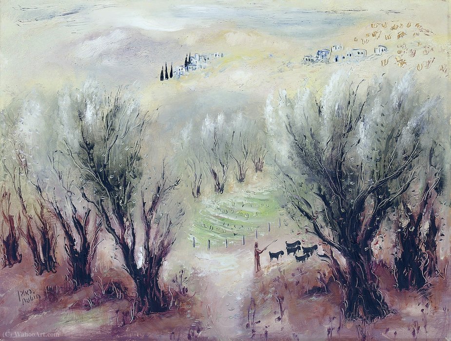 Wikioo.org - The Encyclopedia of Fine Arts - Painting, Artwork by Reuven Rubin - Landscape near Safed, (1960)