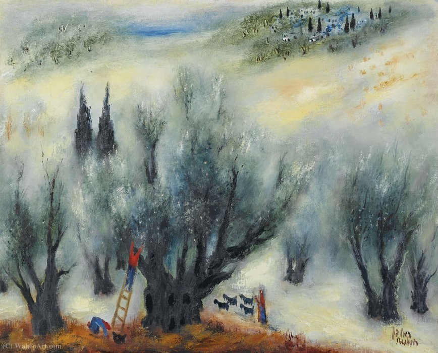 WikiOO.org - Güzel Sanatlar Ansiklopedisi - Resim, Resimler Reuven Rubin - Landscape with Kinnereth