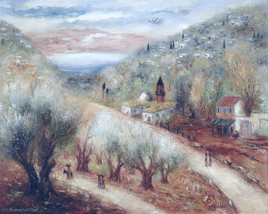 WikiOO.org - Encyclopedia of Fine Arts - Maalaus, taideteos Reuven Rubin - On the Road to Safed, (1930s)