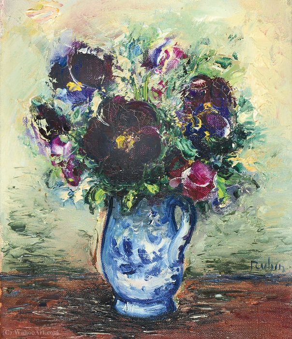Wikioo.org – L'Encyclopédie des Beaux Arts - Peinture, Oeuvre de Reuven Rubin - Fleurs violettes
