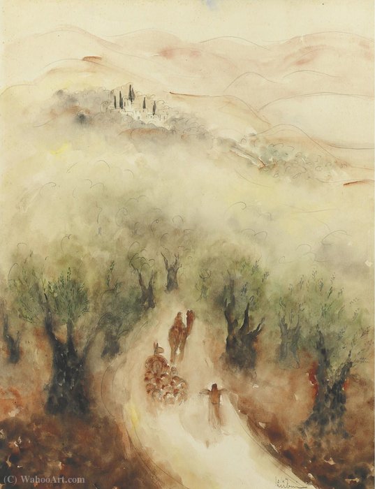 Wikioo.org - The Encyclopedia of Fine Arts - Painting, Artwork by Reuven Rubin - Road through the Olive Groves, (1935)