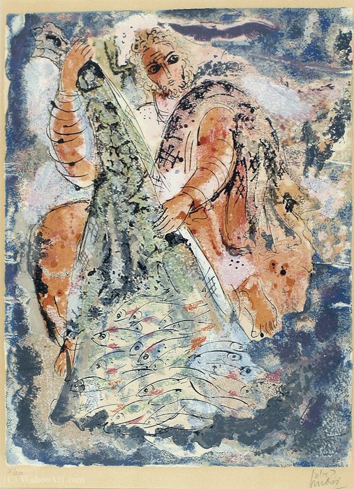 Wikioo.org - Bách khoa toàn thư về mỹ thuật - Vẽ tranh, Tác phẩm nghệ thuật Reuven Rubin - The fisherman - (02)