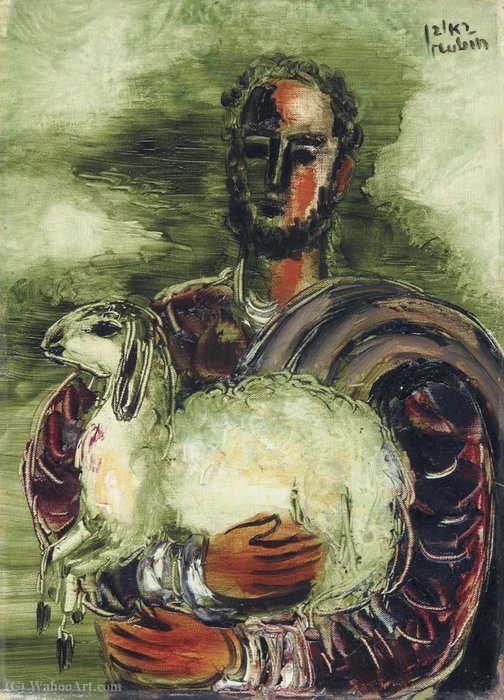 Wikoo.org - موسوعة الفنون الجميلة - اللوحة، العمل الفني Reuven Rubin - The shepherd
