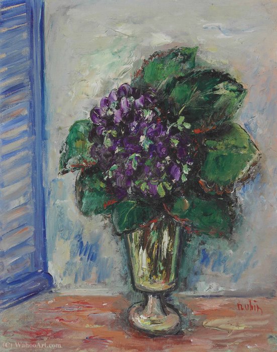 WikiOO.org - אנציקלופדיה לאמנויות יפות - ציור, יצירות אמנות Reuven Rubin - Violets, (1943)