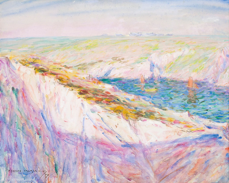 WikiOO.org - دایره المعارف هنرهای زیبا - نقاشی، آثار هنری John Peter Russell - Chalk Cliffs at Goulphar Bay, (1907)