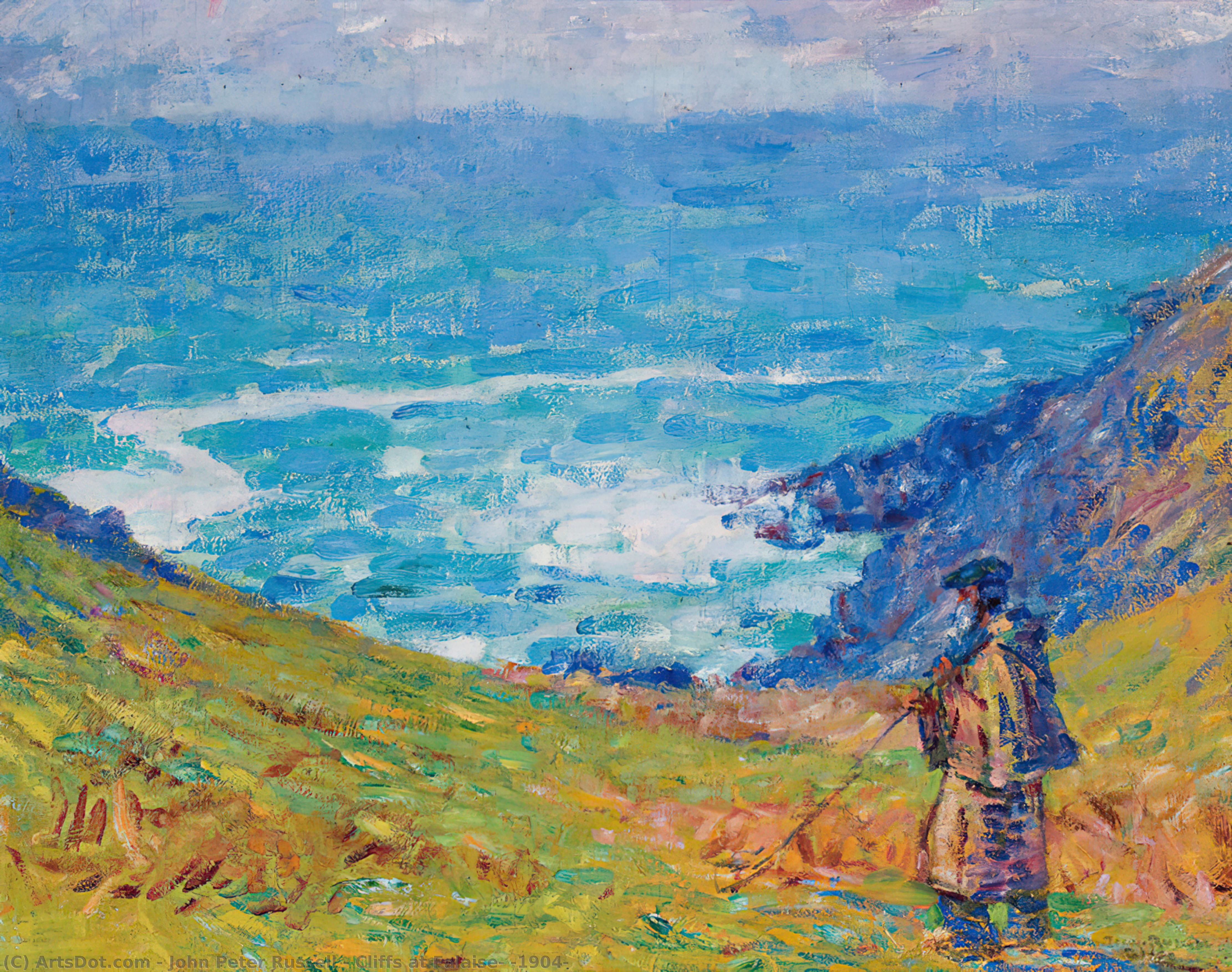 WikiOO.org - Енциклопедія образотворчого мистецтва - Живопис, Картини
 John Peter Russell - Cliffs at Falaise, (1904)
