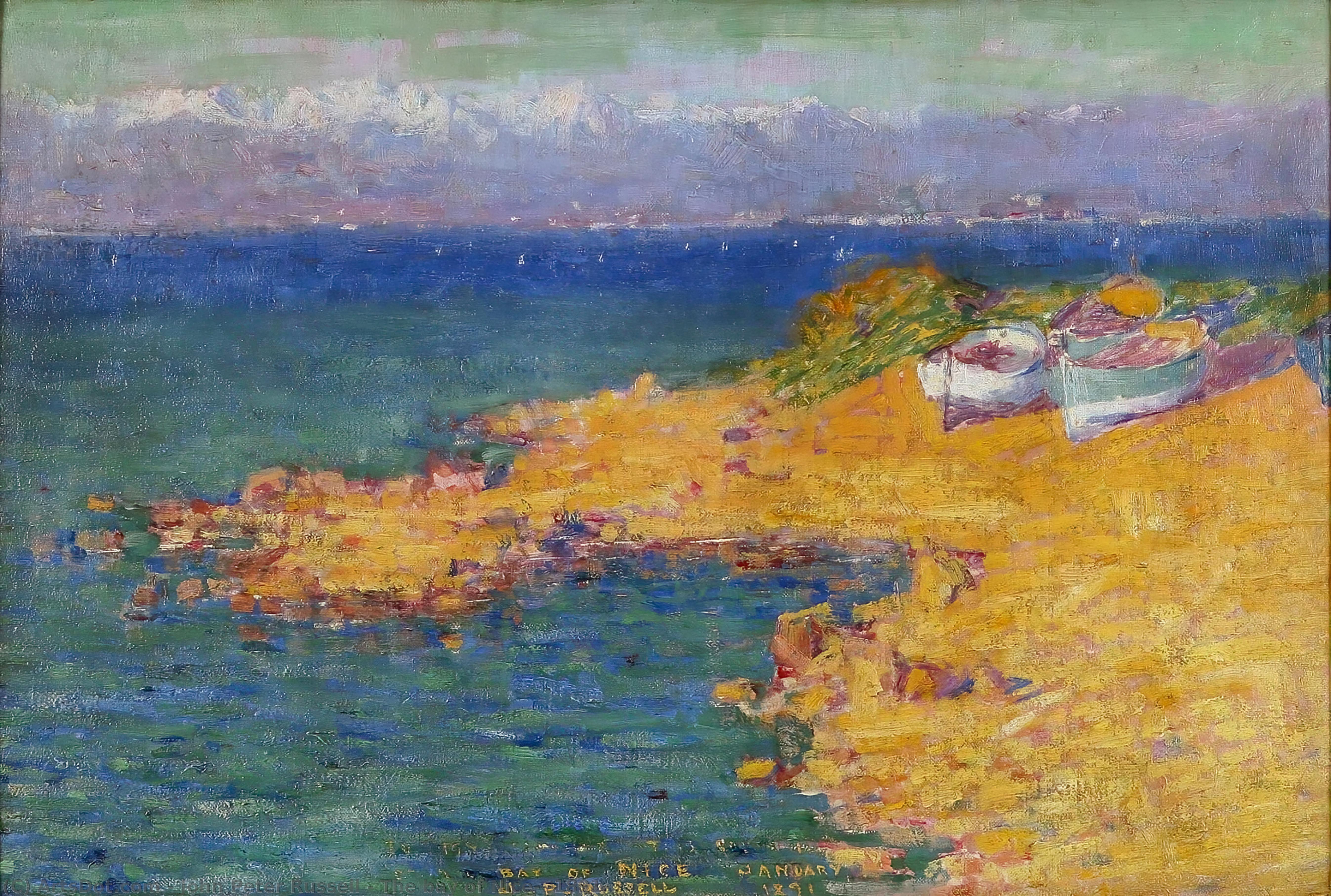 WikiOO.org - Enciklopedija dailės - Tapyba, meno kuriniai John Peter Russell - The bay of Nice, (1891)