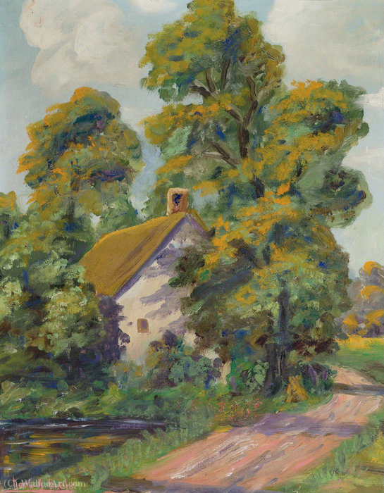 Wikioo.org - The Encyclopedia of Fine Arts - Painting, Artwork by Karl Albert Buehr - Cottage by the Road