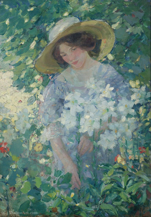 Wikioo.org - The Encyclopedia of Fine Arts - Painting, Artwork by Karl Albert Buehr - Gathering flowers, (1911)