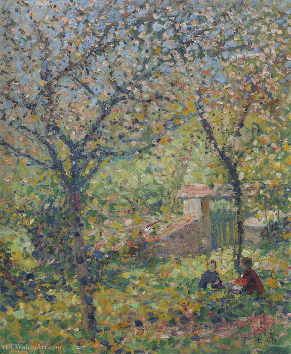 Wikioo.org - The Encyclopedia of Fine Arts - Painting, Artwork by Karl Albert Buehr - The Artist's Children, Kathleen and George in the Garden, Giverny, (1910)