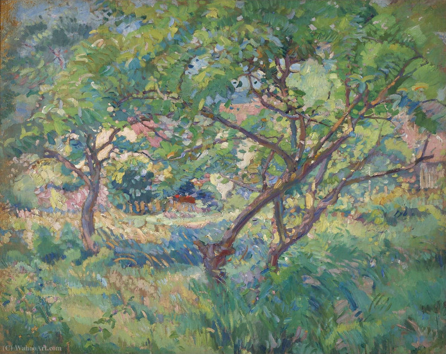 Wikioo.org - The Encyclopedia of Fine Arts - Painting, Artwork by Karl Albert Buehr - The Artist's House Seen through Trees, (1909)