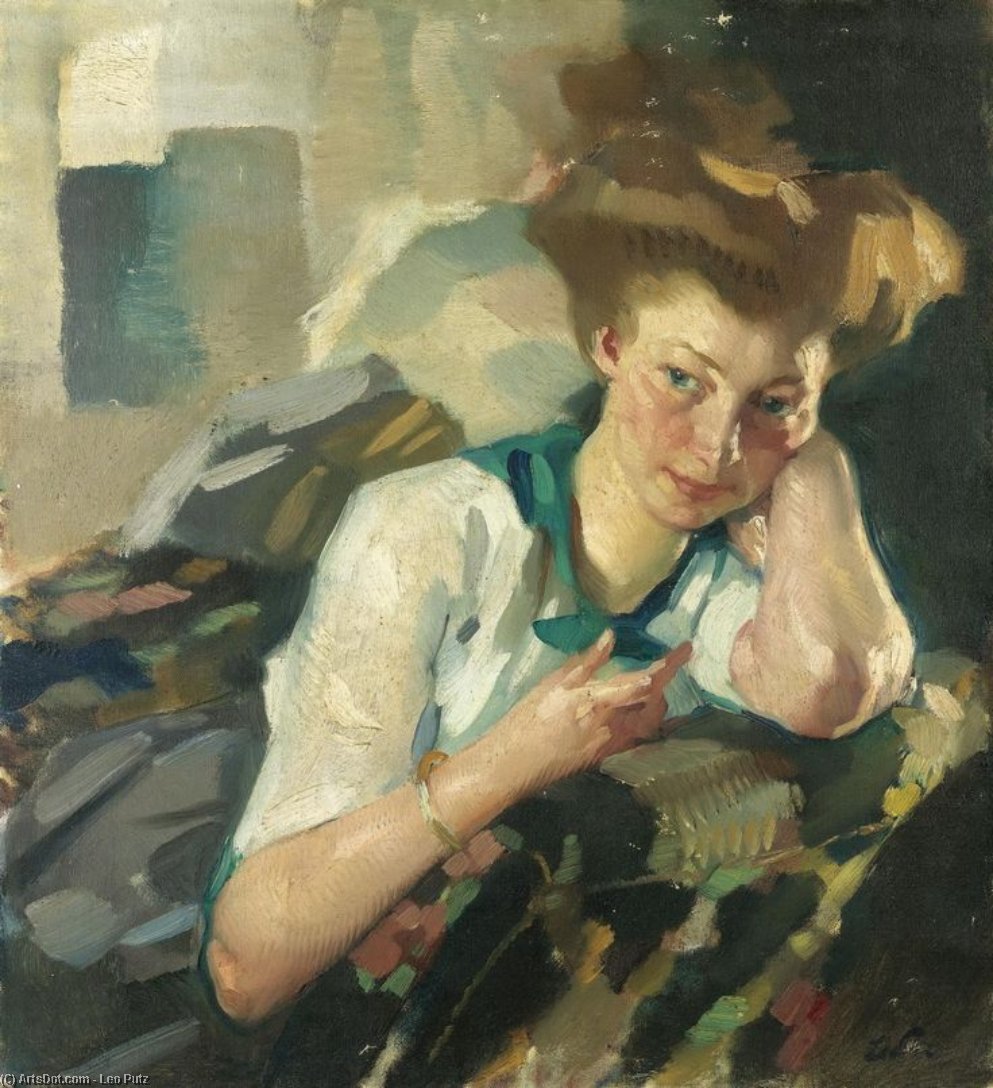 Wikioo.org - The Encyclopedia of Fine Arts - Painting, Artwork by Leo Putz - Portrait of a Young Woman