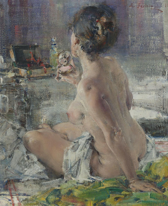 WikiOO.org - Encyclopedia of Fine Arts - Målning, konstverk Nicolai Fechin - Nude woman, (1923)