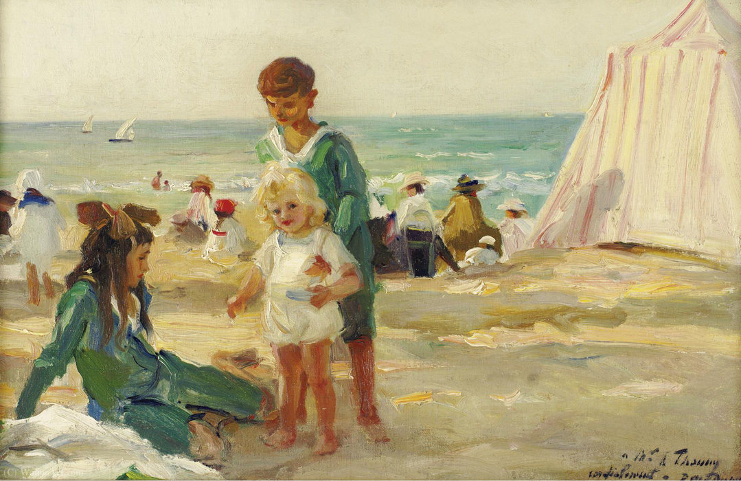 WikiOO.org - دایره المعارف هنرهای زیبا - نقاشی، آثار هنری Paul-Michel Dupuy - On the Beach at Deauville