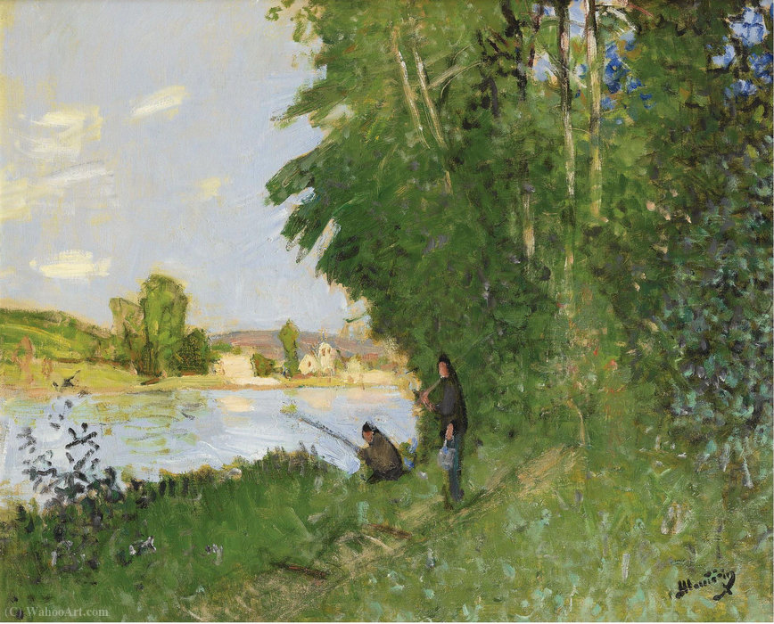 Wikioo.org – L'Enciclopedia delle Belle Arti - Pittura, Opere di Pierre-Eugène Montézin - Paesaggio con due pescatori