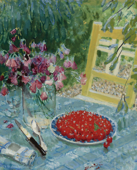 WikiOO.org – 美術百科全書 - 繪畫，作品 Pierre-Eugène Montézin - 静物与樱桃