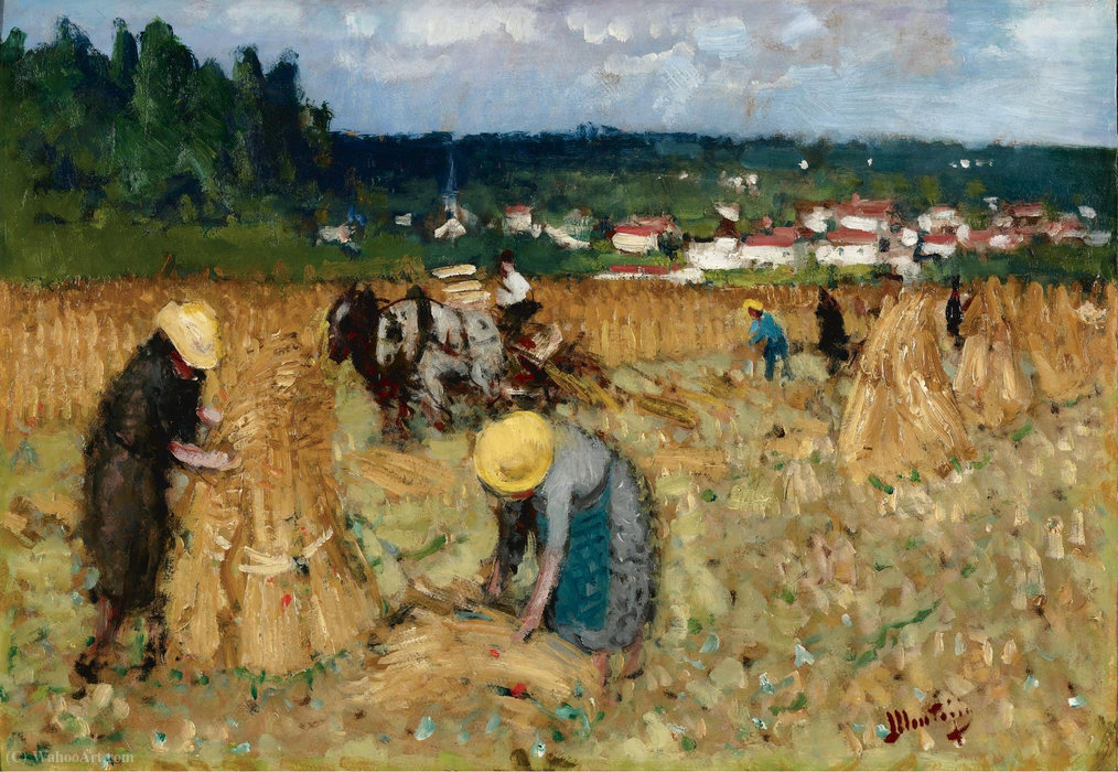 Wikoo.org - موسوعة الفنون الجميلة - اللوحة، العمل الفني Pierre-Eugène Montézin - The Harvest at By