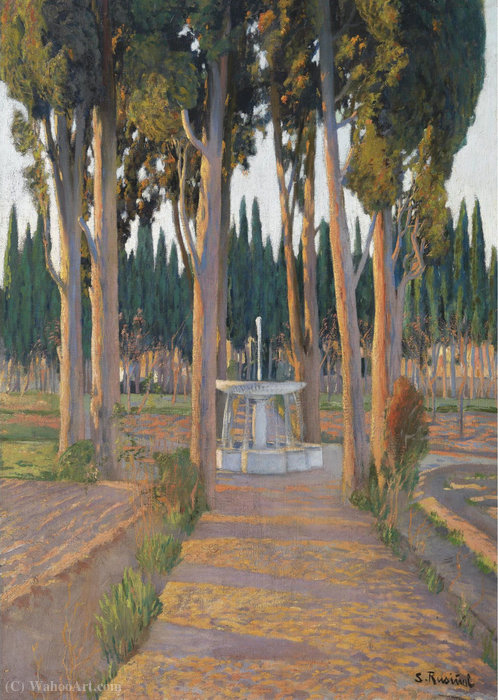 Wikioo.org - The Encyclopedia of Fine Arts - Painting, Artwork by Santiago Rusiñol Y Prats - Golden Cypresses - the Orchard of the Duke of Gor