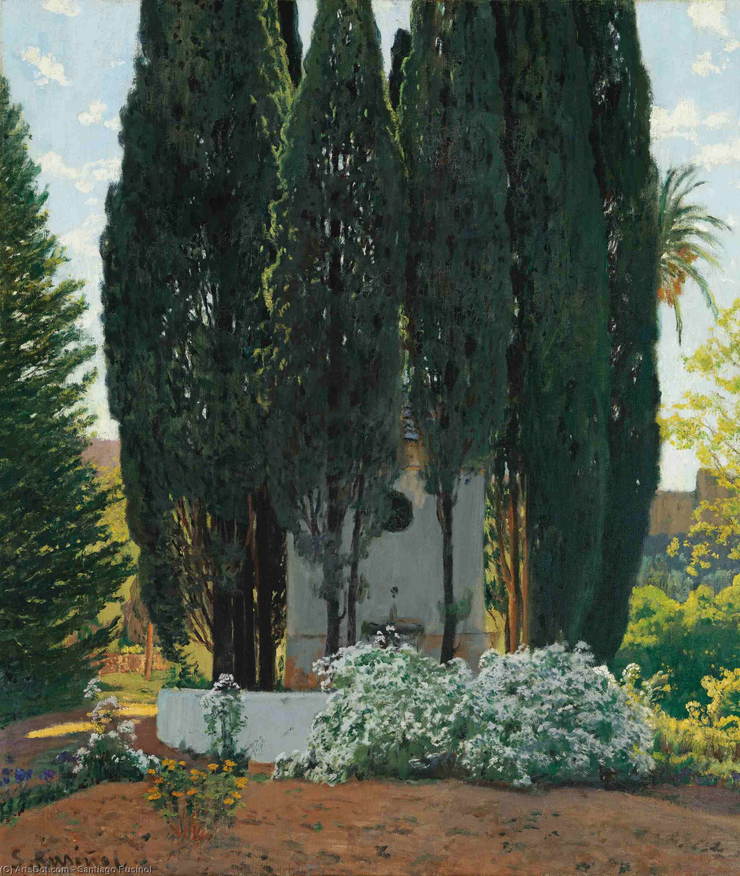 Wikioo.org - Bách khoa toàn thư về mỹ thuật - Vẽ tranh, Tác phẩm nghệ thuật Santiago Rusinol - The cypress fountain