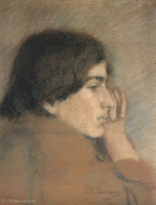 Wikoo.org - موسوعة الفنون الجميلة - اللوحة، العمل الفني Marie Laurencin - Jeune femme pensive Charlotte Renaudin (1902)