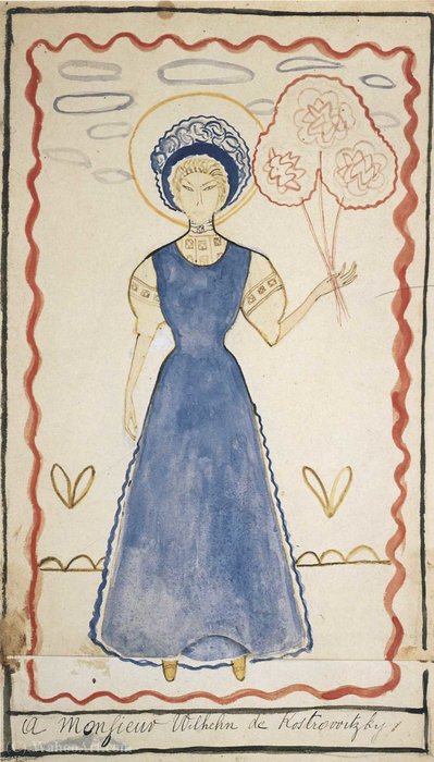 Wikoo.org - موسوعة الفنون الجميلة - اللوحة، العمل الفني Marie Laurencin - Femme à la robe bleue (1907)