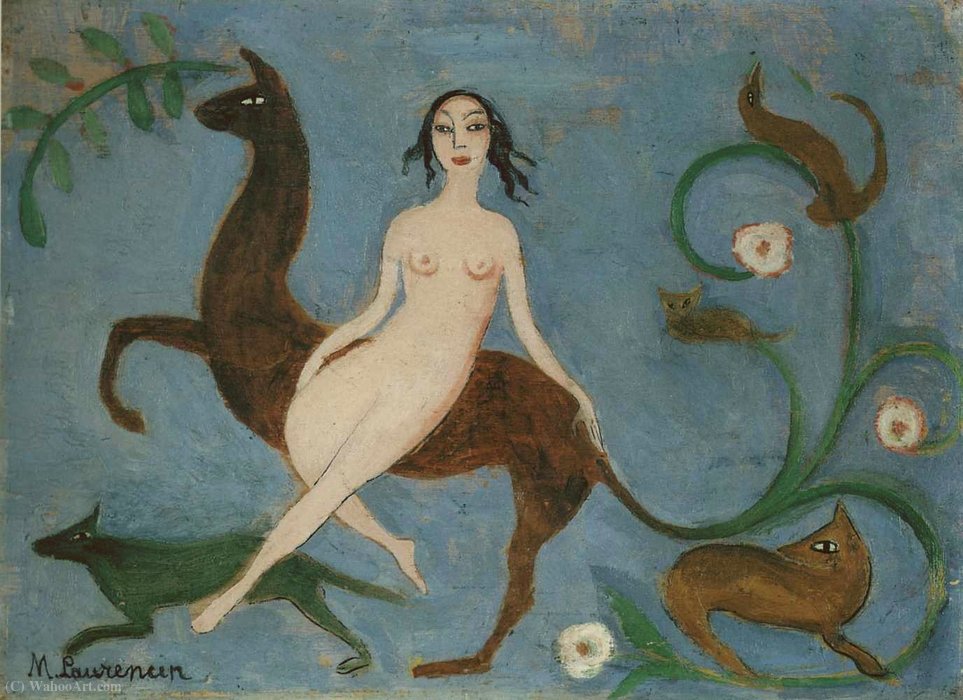 Wikioo.org - The Encyclopedia of Fine Arts - Painting, Artwork by Marie Laurencin - Diane à la Chasse (1908)