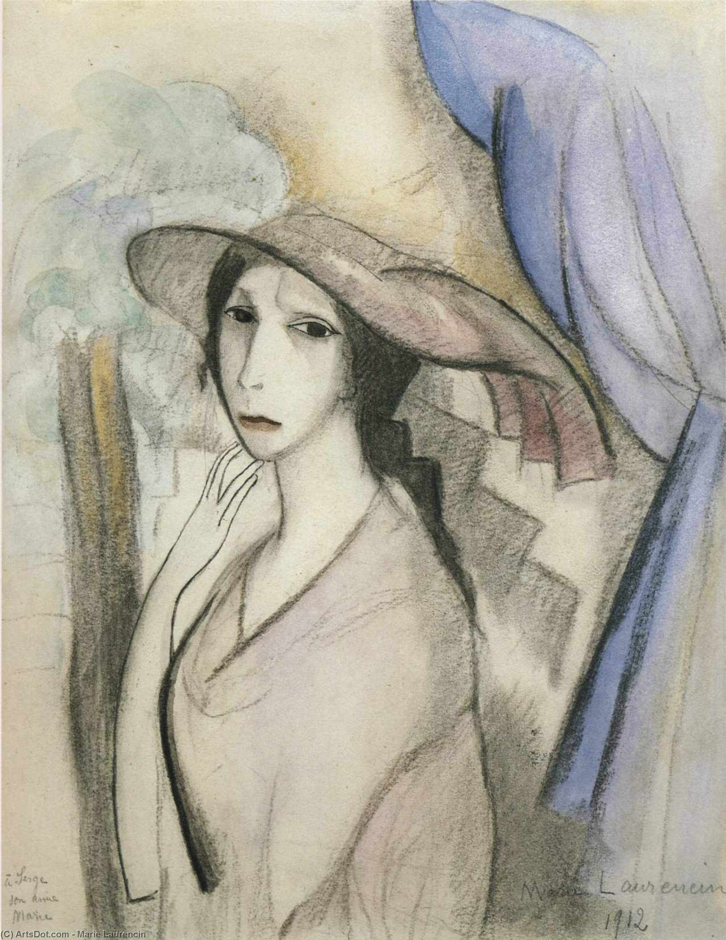WikiOO.org - Encyclopedia of Fine Arts - Malba, Artwork Marie Laurencin - Autoportrait crayon sur papier (1912)