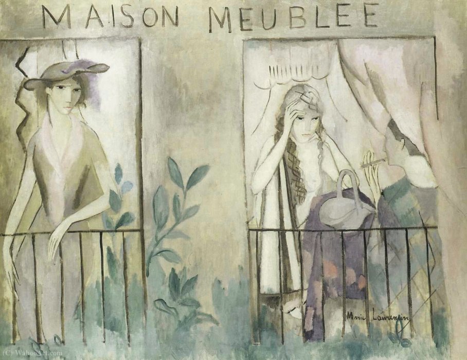 Wikioo.org - The Encyclopedia of Fine Arts - Painting, Artwork by Marie Laurencin - La maison meublée (1912)